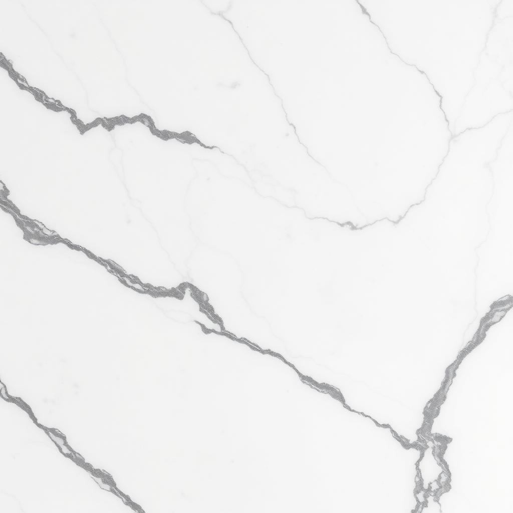 Statuario — Crisp white with bold, well-spaced grey veining.